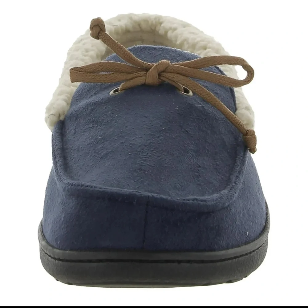 Isotoner Signature Men's Blue Slippers with Soft Cream Interior Size XXL 13-14‎